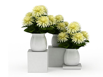 3d菊花花瓶模型