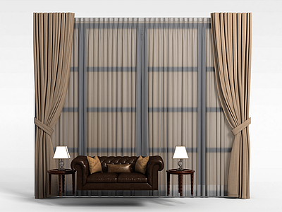 3d客厅窗帘模型