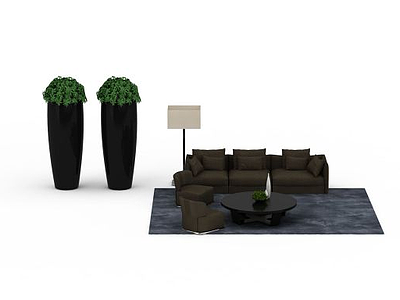 布艺休闲沙发组合模型3d模型
