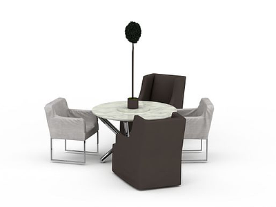 3d现代桌椅组合免费模型