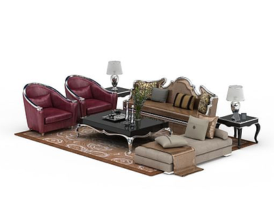 3d客厅休闲沙发组合模型