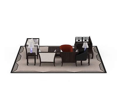 3d中式桌椅组合免费模型