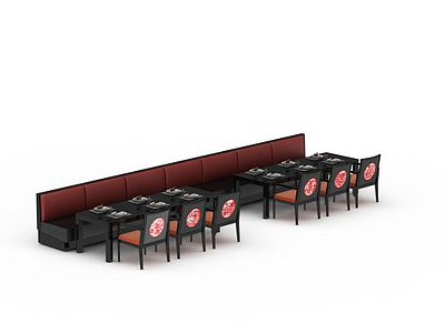 3d餐厅桌椅组合免费模型