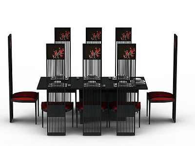 3d高档餐厅桌椅组合免费模型