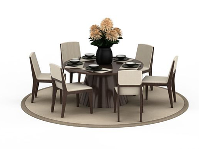 中式餐桌模型3d模型