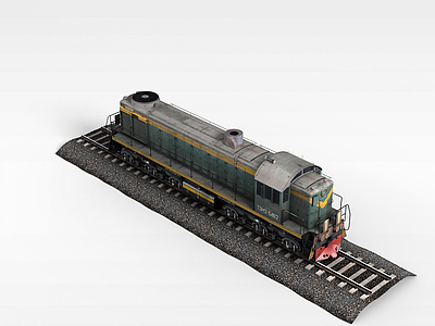 3d绿皮火车模型