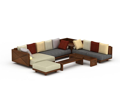 3d客厅转角沙发免费模型