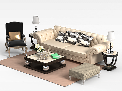 3d客厅休闲沙发模型