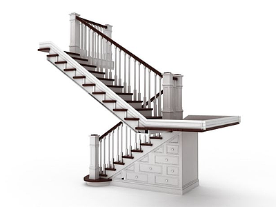 3d现代室内楼梯模型