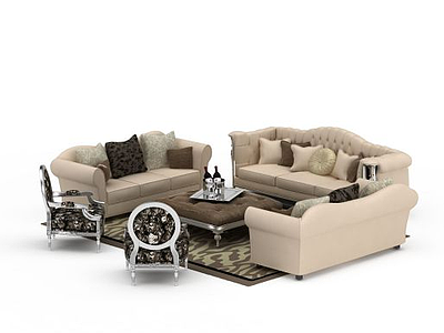 3d简欧风格沙发组合免费模型