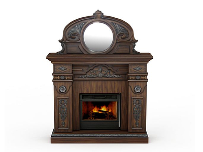 欧式室内真火壁炉模型3d模型