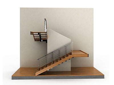 3d实木楼梯模型