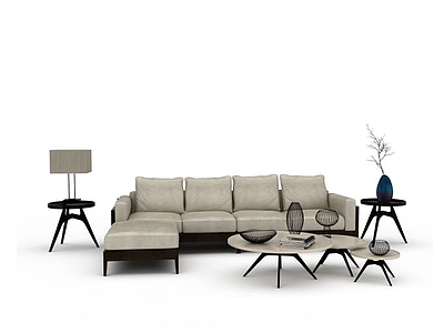 3d现代客厅沙发家具组合模型