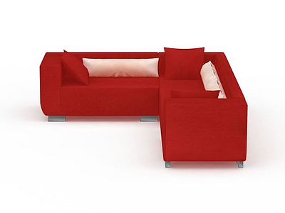 3d红色转角沙发模型