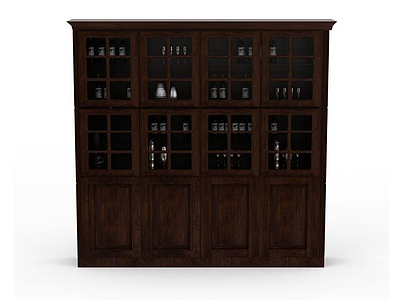 实木酒柜模型3d模型
