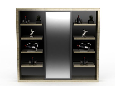 3d现代酒柜模型