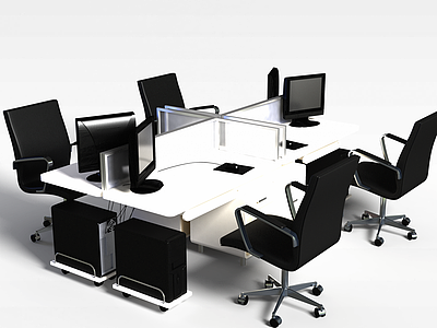 简易办公桌椅组合模型3d模型