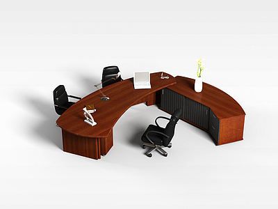 实木办公桌模型3d模型
