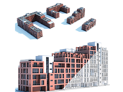 3d建筑配楼模型