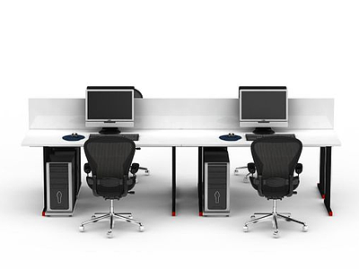 3d办公室电脑桌椅组合免费模型