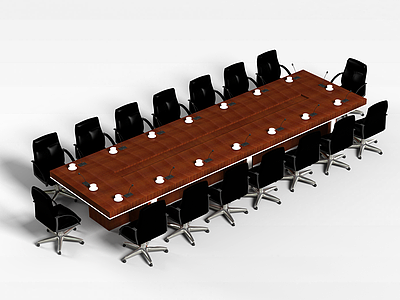 高档会议桌椅组合模型3d模型