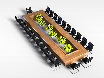 高档会议桌椅组合模型3d模型