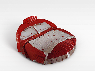 3d红色圆床模型