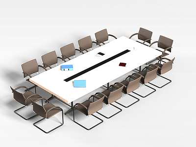 小型会议桌椅模型3d模型