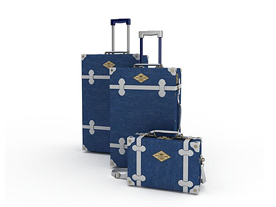 3d行李箱组合模型