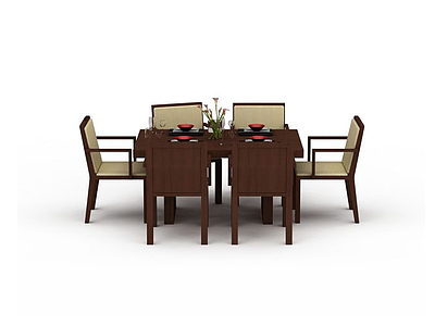 3d中式餐桌组合免费模型