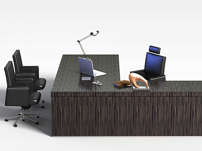 3d现代简约风格办公桌模型