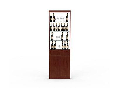 3d实木酒柜模型