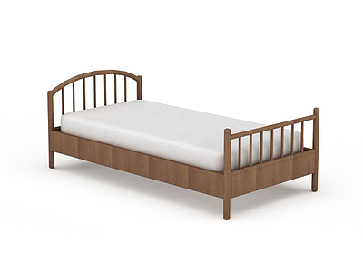 3d现代实木单人床模型