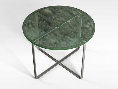 3d简约圆形玻璃桌子模型