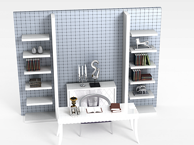 3d现代书柜模型
