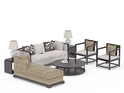 3d简约风格沙发组合免费模型