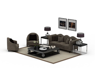 3d布艺沙发组合模型