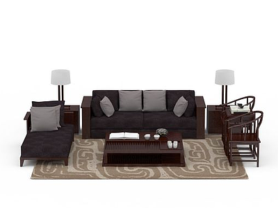 3d中式组合沙发模型