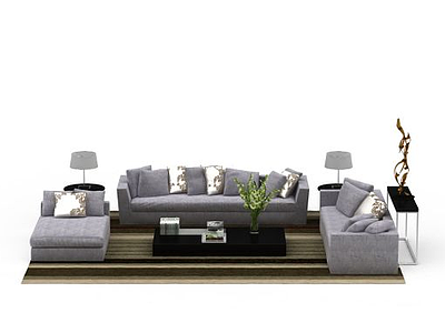 3d现代布艺休闲沙发模型