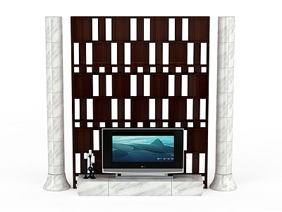 3d现代风格电视墙免费模型