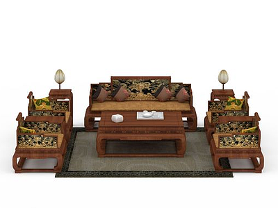 中式客厅沙发组合模型3d模型
