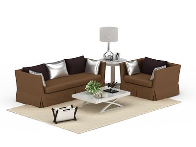 3d现代简约沙发茶几组合模型