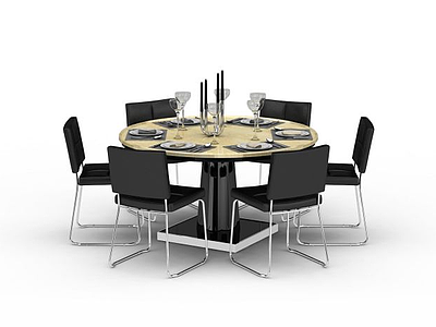 3d饭店桌椅组合免费模型