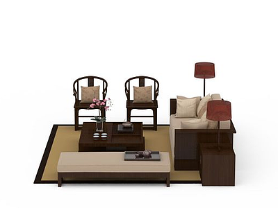 3d中式客厅沙发免费模型