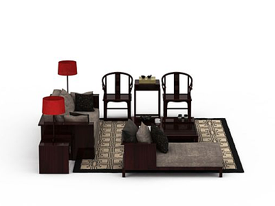 中式风格沙发组合模型3d模型
