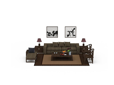3d中式组合沙发免费模型