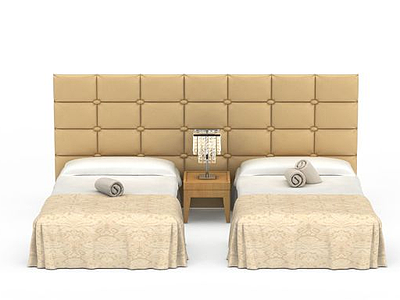 3d酒店单人床免费模型