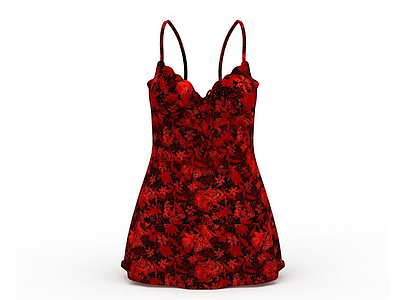 红色吊带裙子模型3d模型