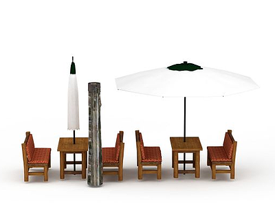 3d户外休闲餐桌椅模型