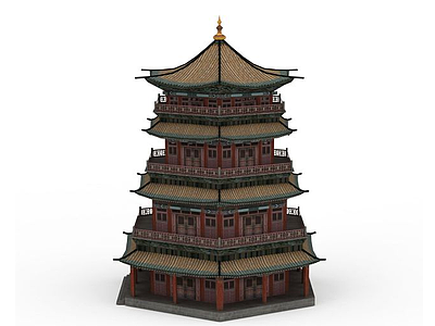 3d宗教塔楼建筑模型